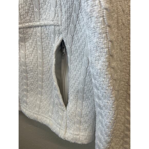 Spyder White Cream Cable Knit Full Zip Sweater Jacket Women’s Medium w/ Pockets - Picture 4 of 13
